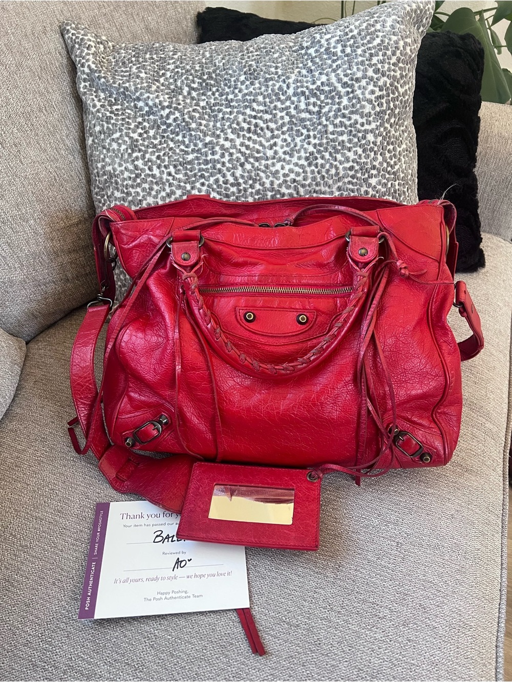 Balenciaga Vintage Le City Velo Red Leather Satchel Bag - Picture 2 of 13